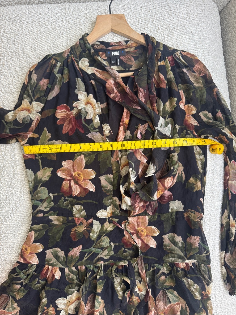 PAIGE Elynne Black/Antique Bisque Sheer Floral Ruffle Tunic - Picture 5 of 10